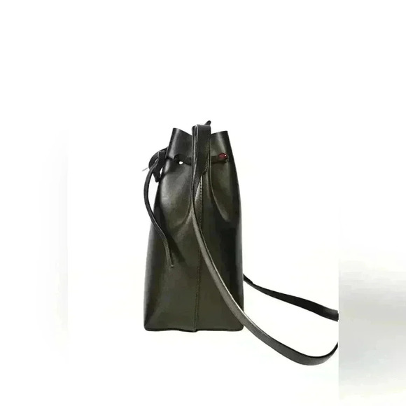 MANSUR GAVRIEL Black Smooth Calfskin Leather Large Bucket Bag Red Interior Italy - Picture 2 of 5